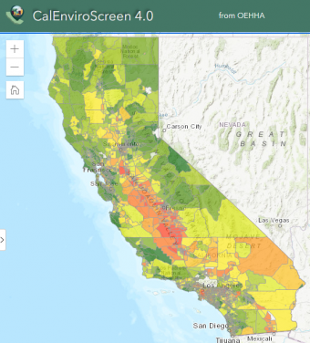 CalEnviroScreen 4.0 results map